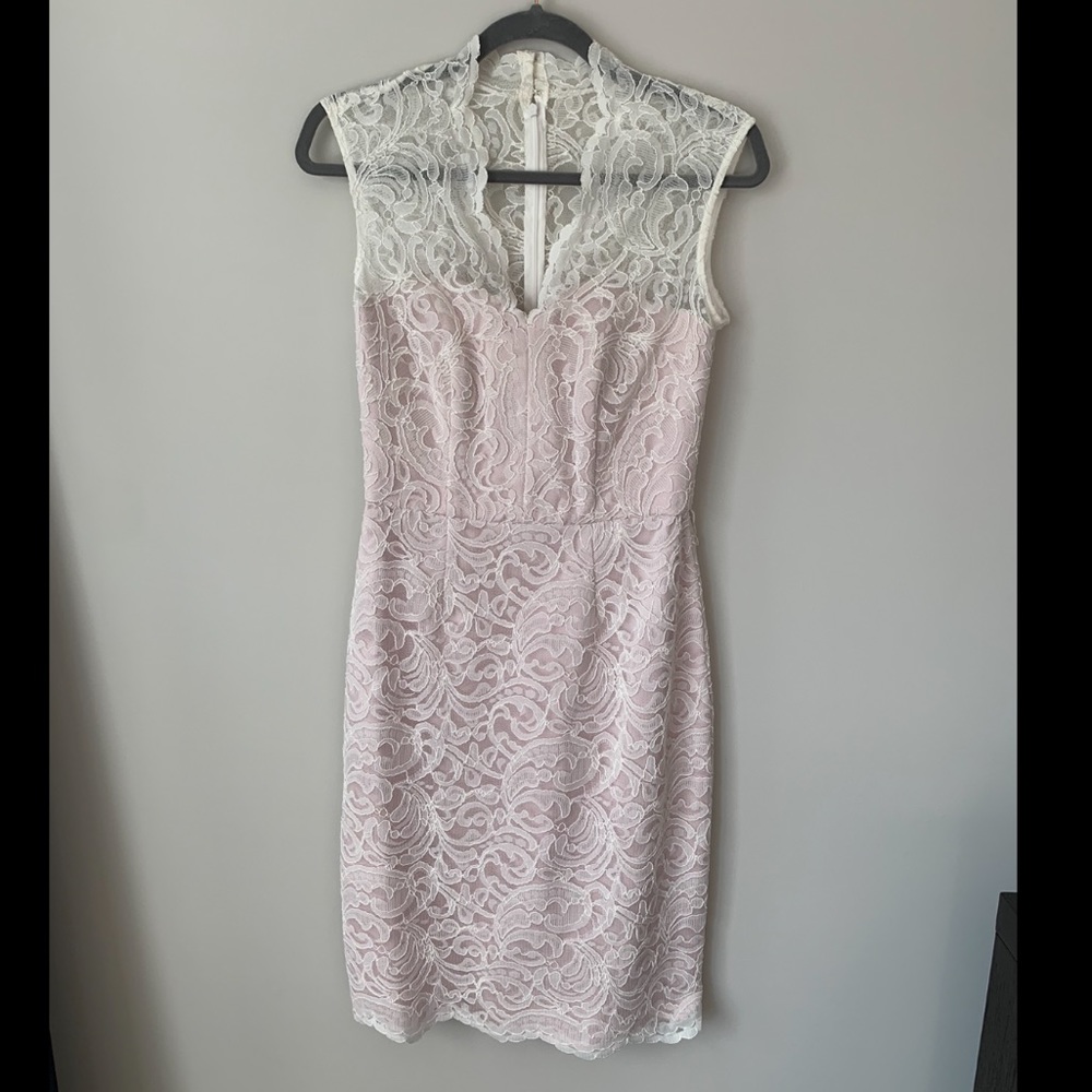 NWT Ivory Lace with Blush Sheath Dress 6 bridal